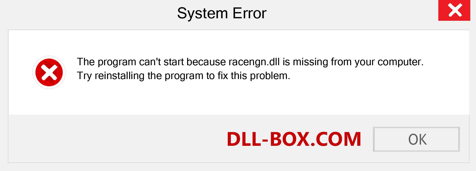  racengn.dll file is missing?. Download for Windows 7, 8, 10 - Fix  racengn dll Missing Error on Windows, photos, images